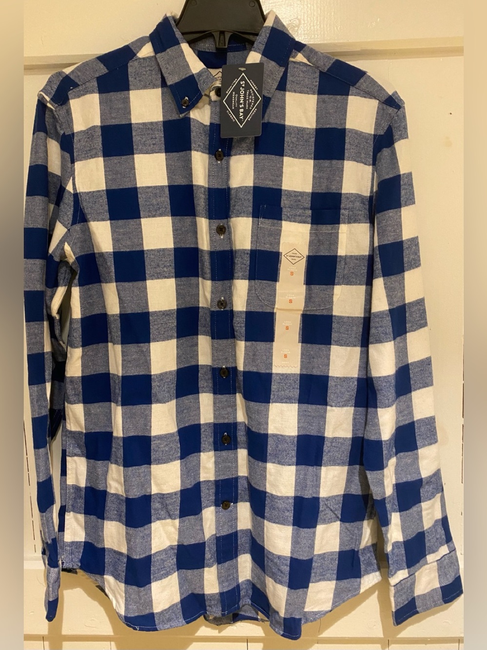 Men’s Super Soft Flannel Cotton Blue White Check Shirt S